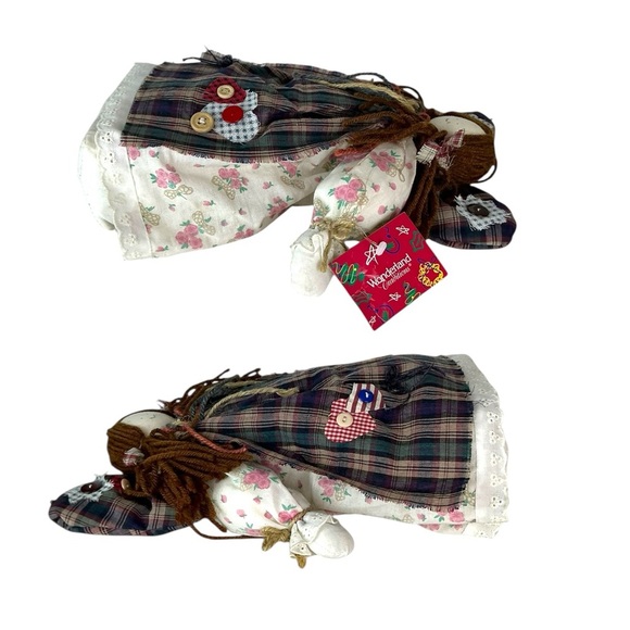 Angel Doll Plaid Fabric Decorative Buttons Yarn Rustic Americana Patriotic 12” - Picture 7 of 16
